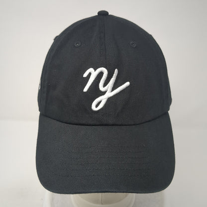 NY Slideback Hat Black One Size Adjustable Embroidered Solid 6 Panel