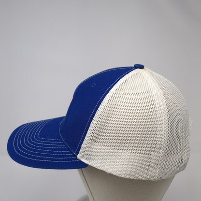 Richardson Snapback Trucker Hat Blue One Size Embroidered Logo Mesh Back
