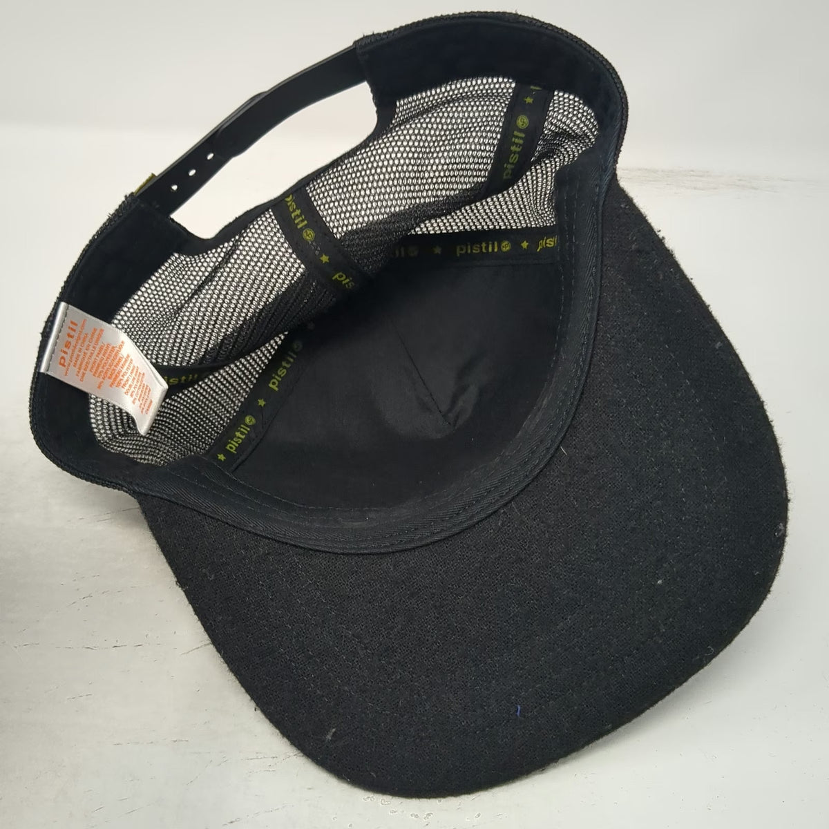 Pistil Trucker Hat Black One Size Floral Embroidery Wool Blend Mesh Snapback