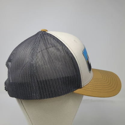 Richardson Trucker Hat Beige L Integra Delamar Idaho Mountain Patch Snapback