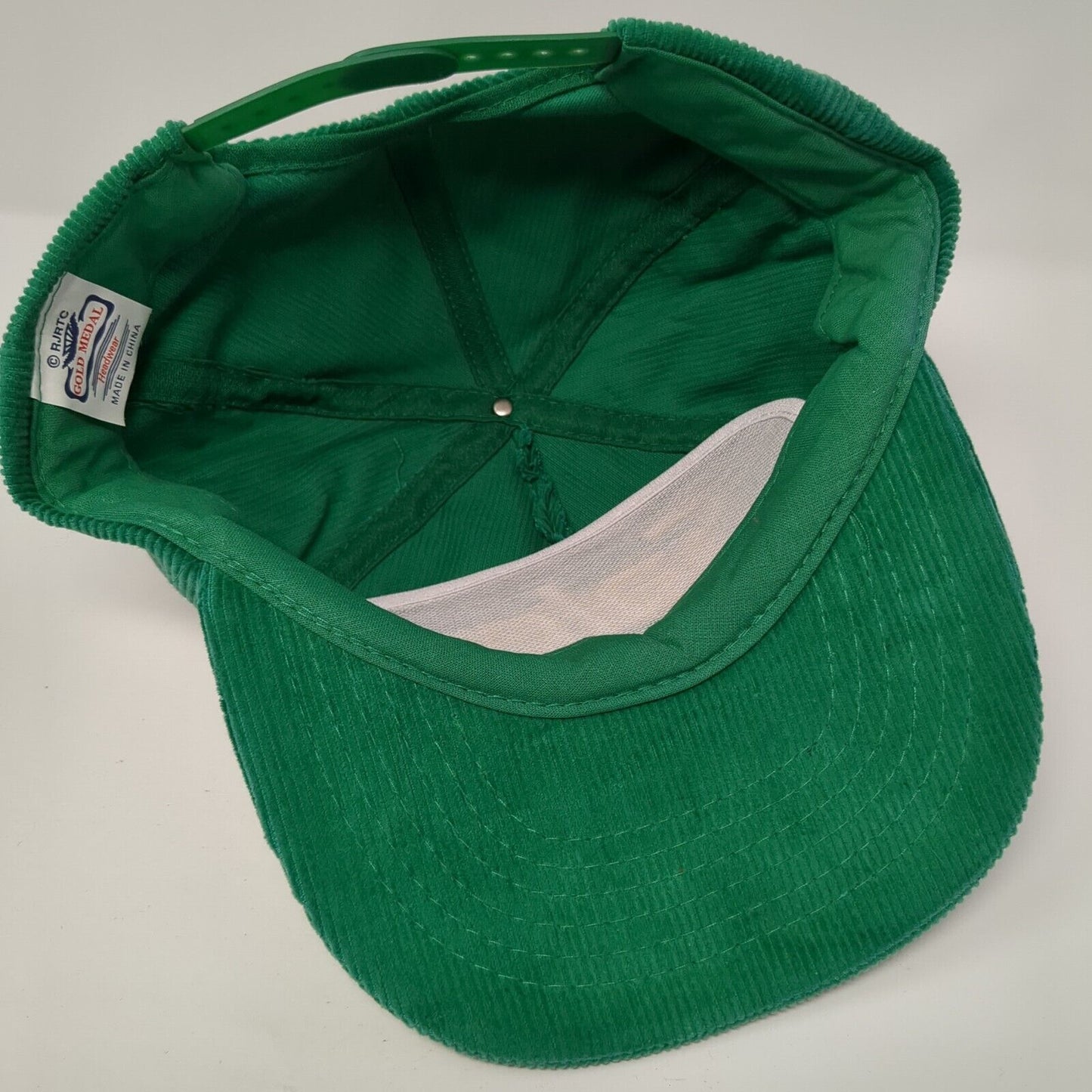 Salem Snapback Hat Green One Size Adjustable Embroidered Corduroy Gold Medal