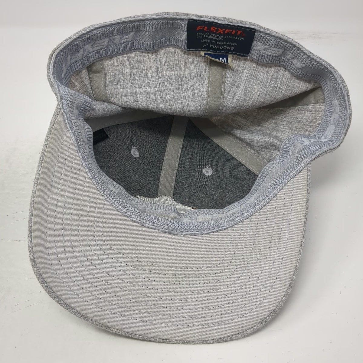 Flexfit Baseball Cap Gray M Heathered Fabric Sun Patch Structured Fitted Hat