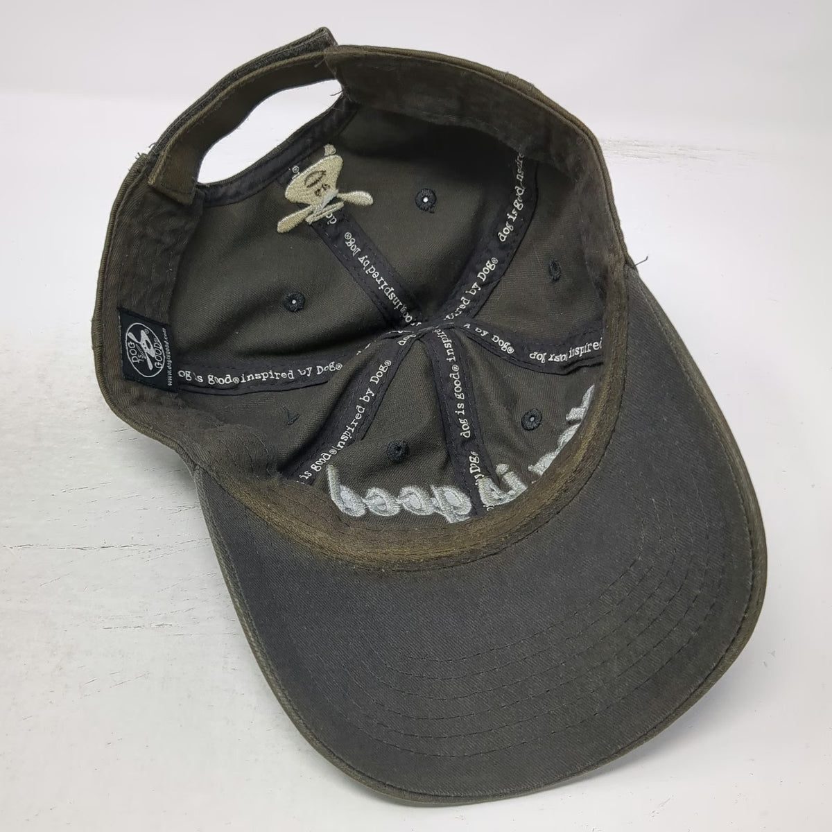 Dog is Good Baseball Cap Green One Size Embroidered Script Logo Strapback Hat