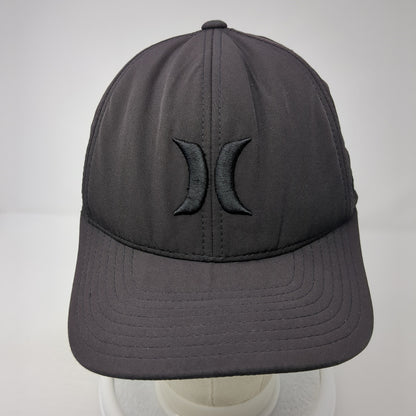 Hurley Fitted Mesh Back Hat Black Embroidered Logo Size S-M Poly Blend