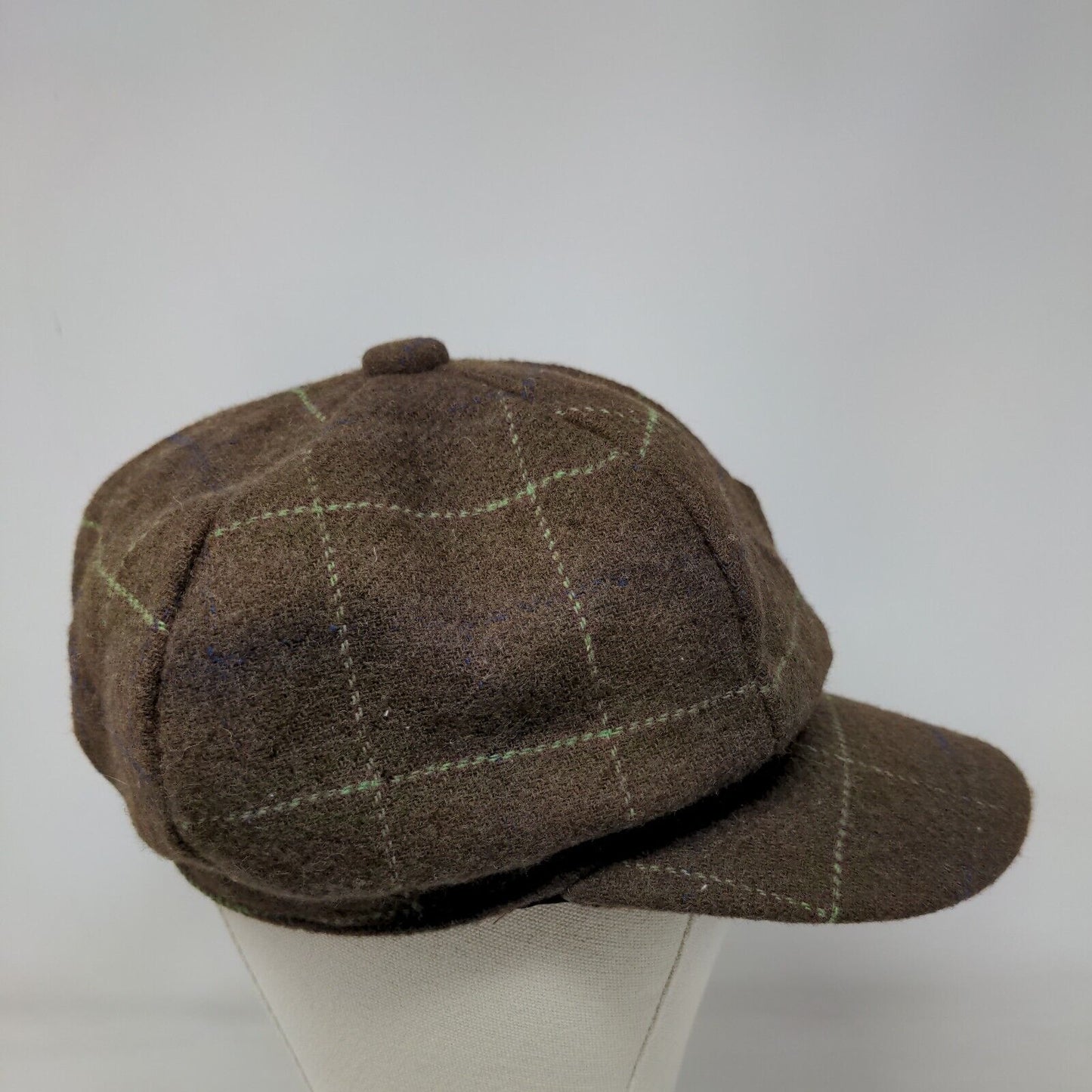 Unbranded Fitted Newsboy Pressboy Cap Brown One Size Check Lightweight Blank