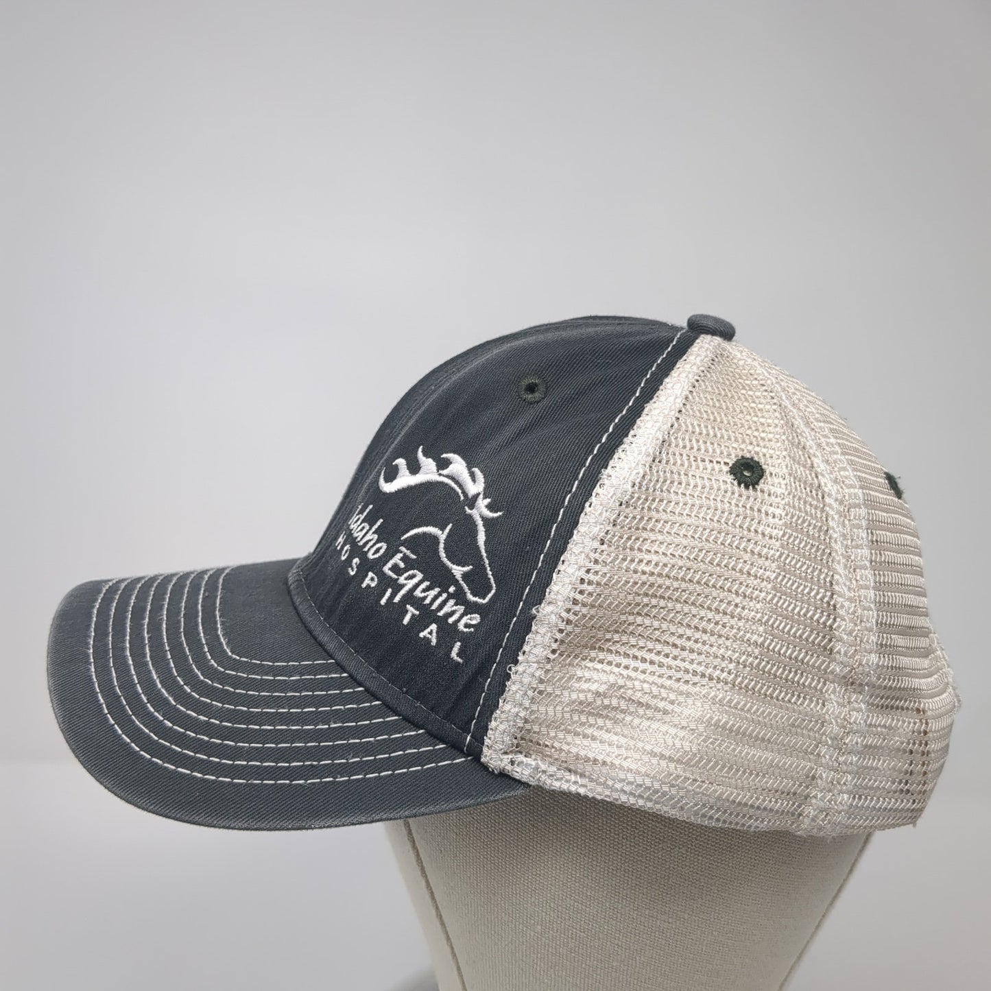 Idaho Equine Hospital Snapback Trucker Hat Gray OS Adjustable Mesh Back Ouray
