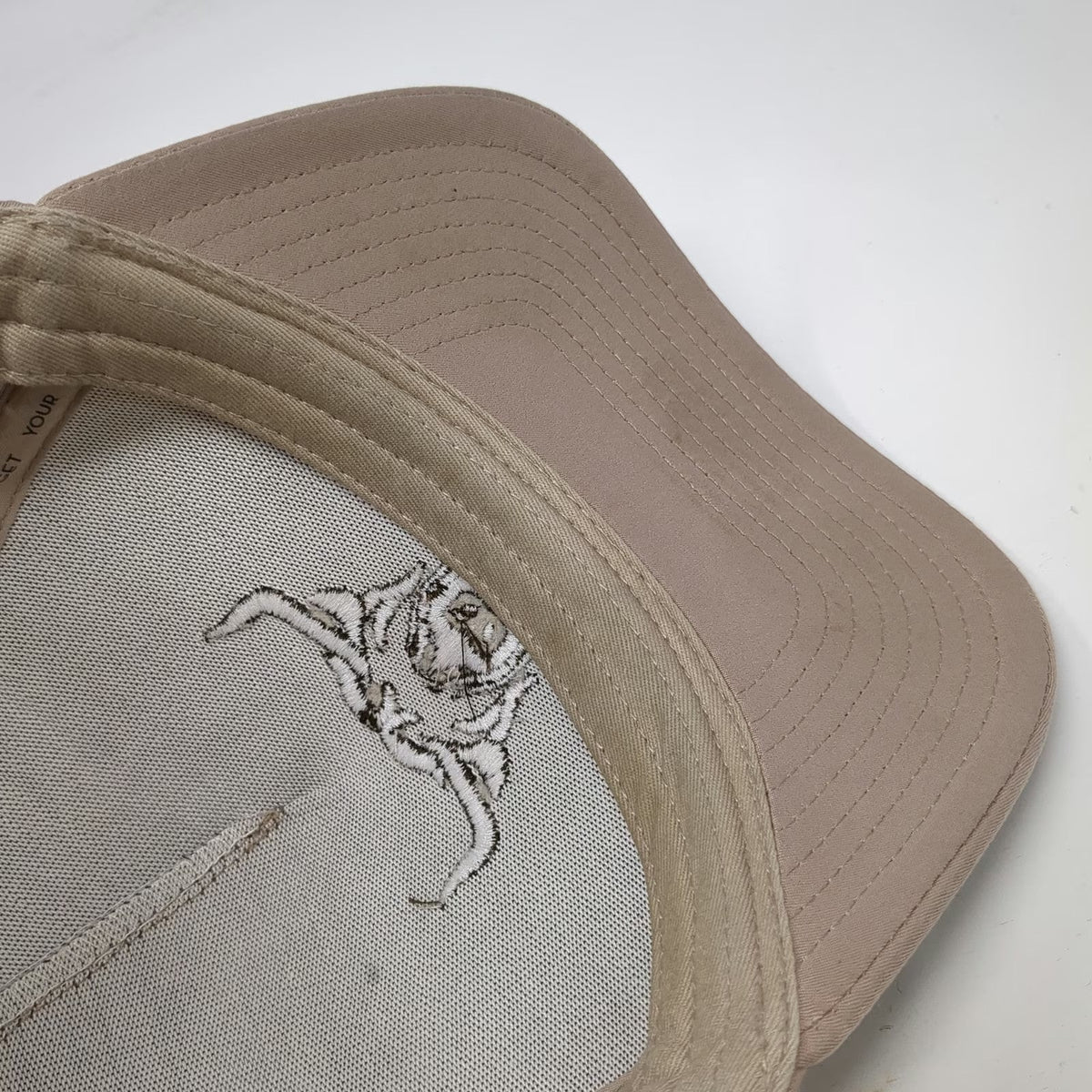 Waggle Trucker Hat Beige One Size Highland Cow Bull Perforated Golf Snapback