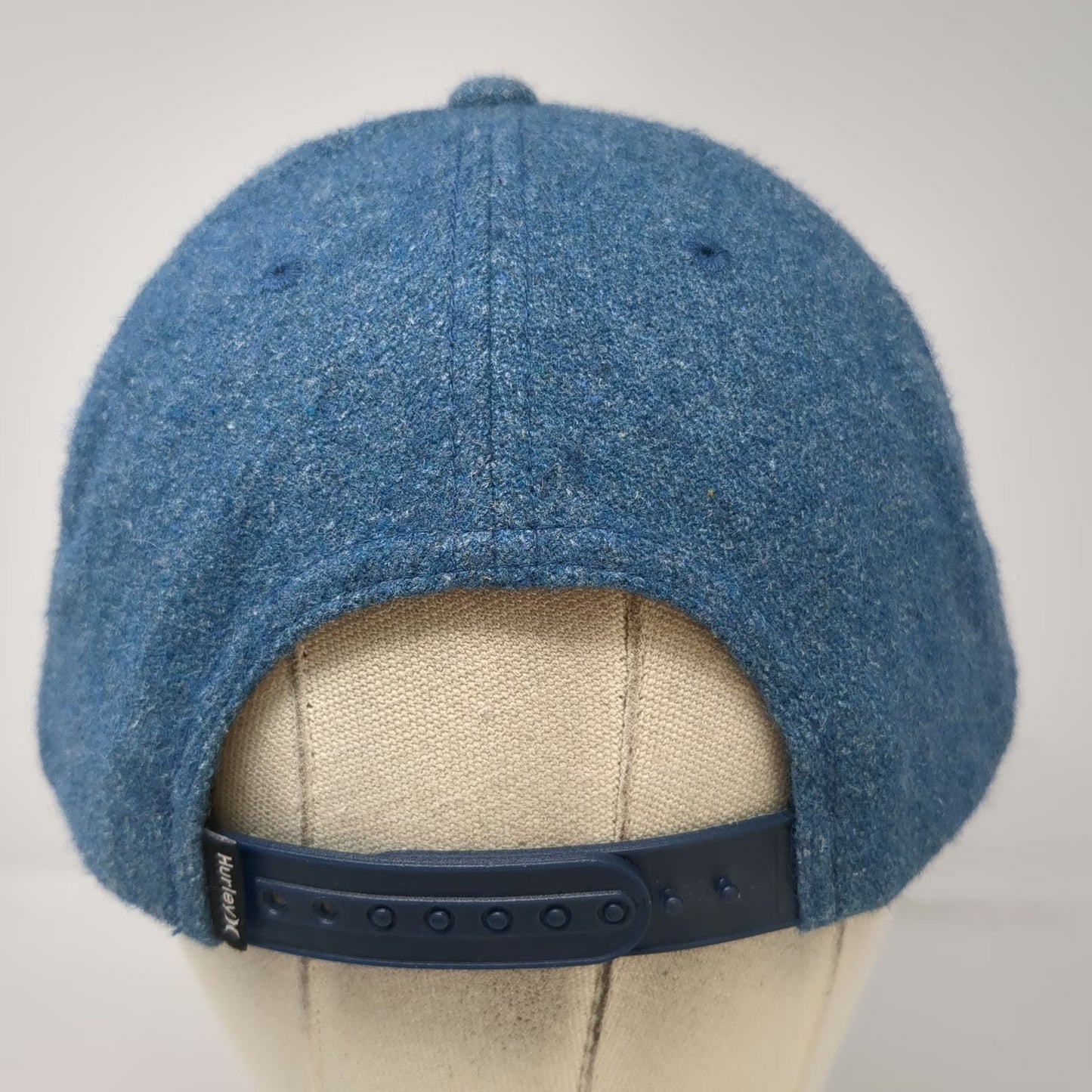 Hurley Snapback Blue One Size Wool Blend Script Logo Flat Brim Side Flag Hat