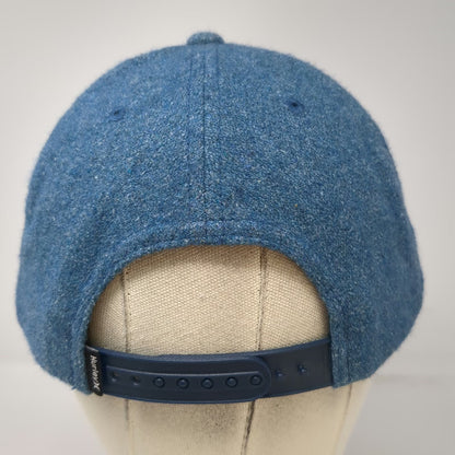 Hurley Snapback Blue One Size Wool Blend Script Logo Flat Brim Side Flag Hat