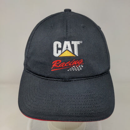 CAT Racing Strapback Hat Black One Size Adjustable Embroidered Vented Holes