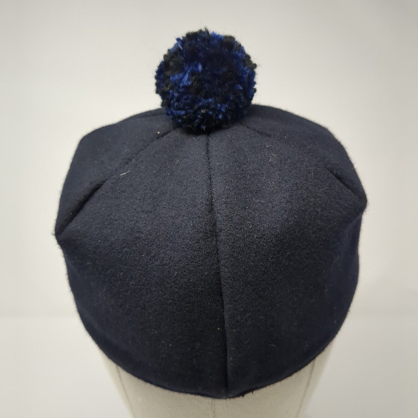Unbranded Fitted Pom Pom Hat Blue 55cm Solid Outdoor Wool Blend Quilted