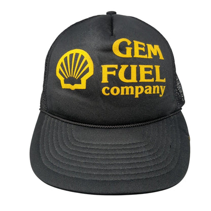 Gem Fuel Company Snapback Mesh Back Foam Trucker Hat Black OSFA Shell Logo