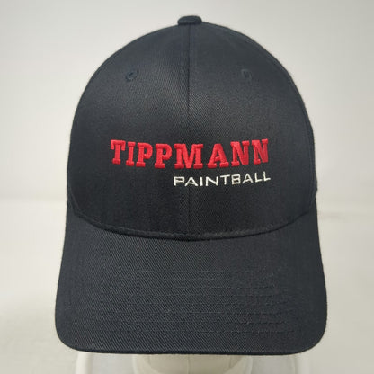 Flexfit Baseball Cap Black XL Tippmann Paintball Embroidered Logo Fitted Hat