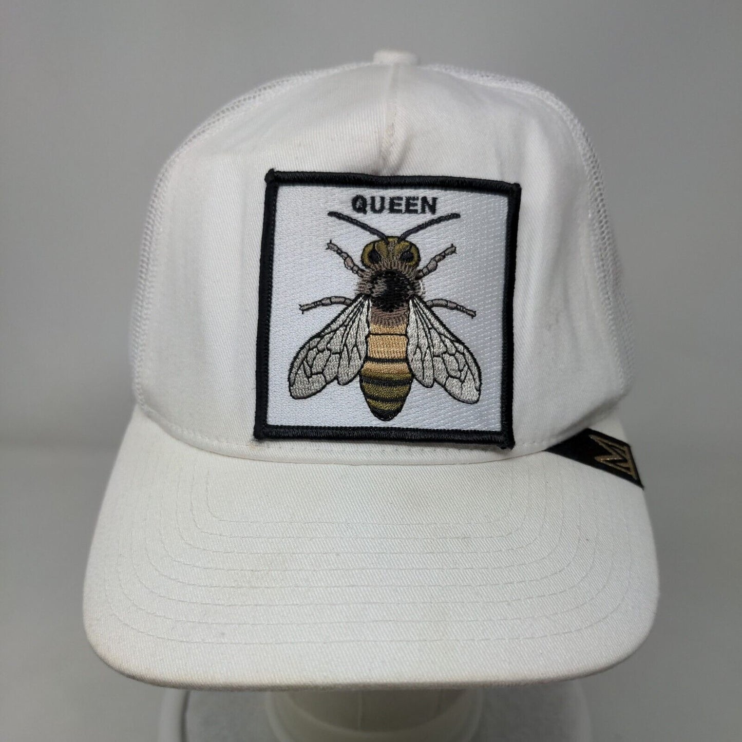 Queen Bee Snapback Trucker Hat White Embroidered Mesh Back 6 Panel Dad Hats