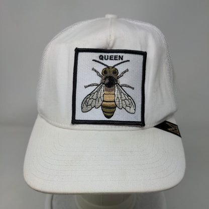 Queen Bee Snapback Trucker Hat White Embroidered Mesh Back 6 Panel Dad Hats
