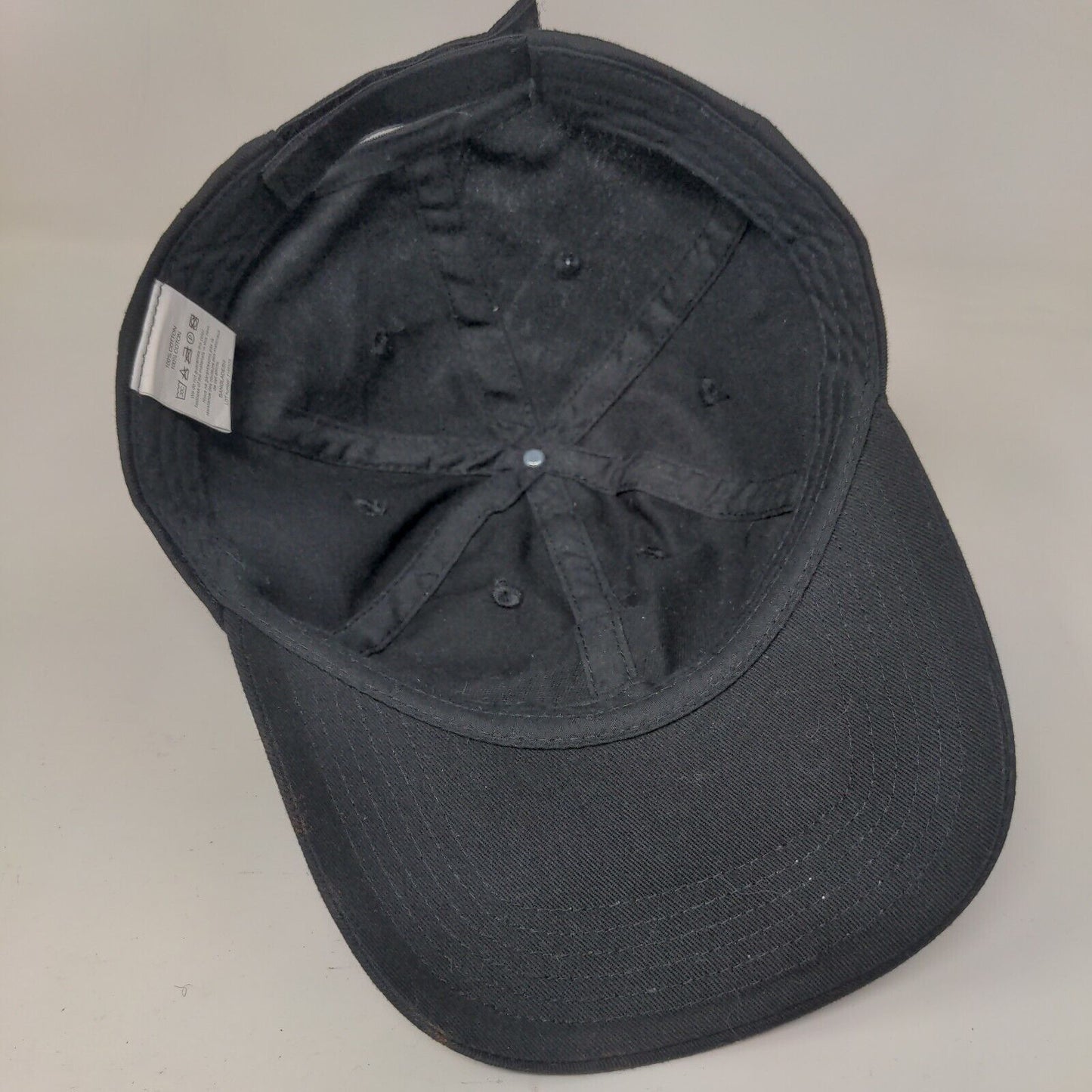 Miter Brands Strapback Hat Black One Size Adjustable 6 Panel Vent Holes
