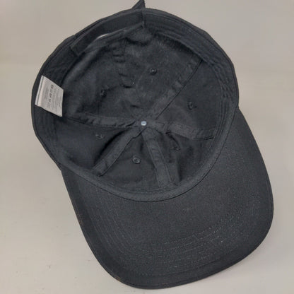 Miter Brands Strapback Hat Black One Size Adjustable 6 Panel Vent Holes