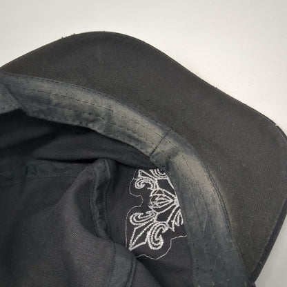 Zancap Army Cap Black One Size Distressed Cross Rhinestone Scroll Cotton Hat