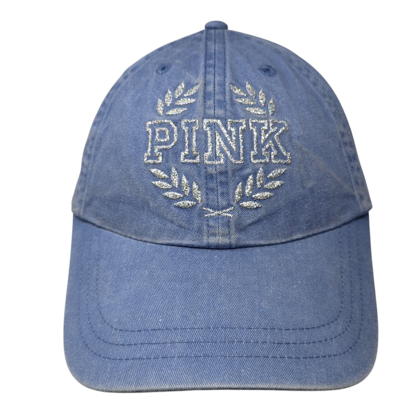 PINK Slideback Hat Blue OS Adjustable Glittered Embroidered Victoria's Secret