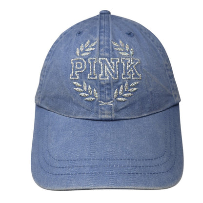 PINK Slideback Hat Blue OS Adjustable Glittered Embroidered Victoria's Secret