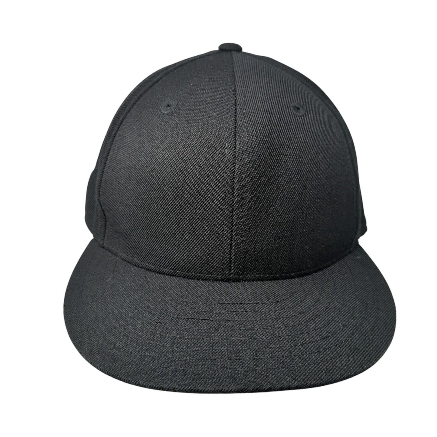 Lids Fitted Hat Black 7 5/8 Solid 6 Panel Vent Holes Blank Outdoor