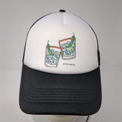 Extra Spicy Cocktails Snapback Mesh Back Trucker Hat Black One Size