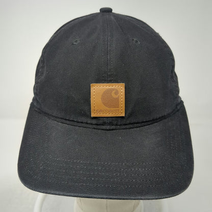 Carhartt Baseball Cap Black One Size Leather Patch Strapback Logo Canvas Hat