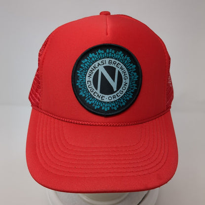 Ninkasi Brewing Oregon Eugene Snapback Trucker Hat Red Adjustable Mesh Rope Otto