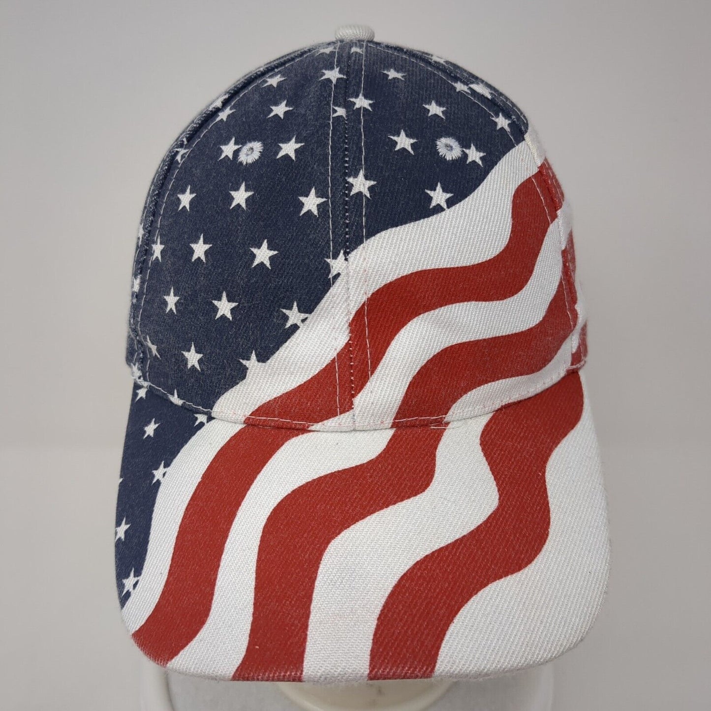 American Flag Patriotic Strapback Hat Multicolor One Size Adjustable