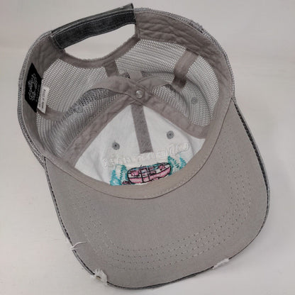 Camping Hair Don't Care Strapback Trucker Hat Gray One Size Katydid