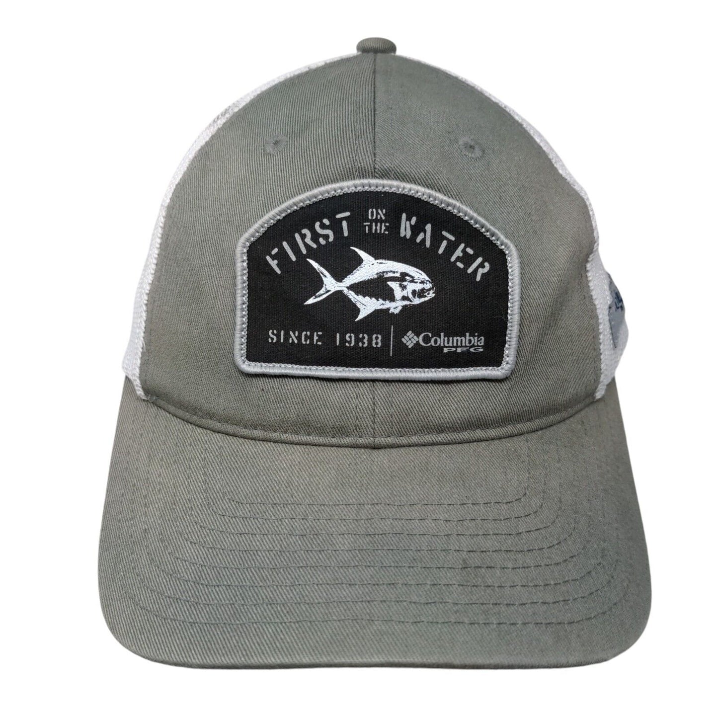 First On The Water Snapback Mesh Back Trucker Hat Gray One Size Columbia PFG