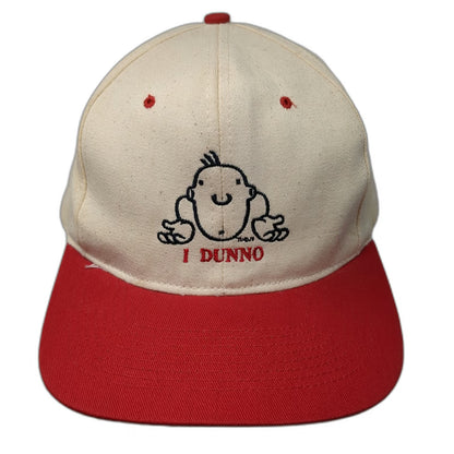 King Cap Snapback Hat Beige Red One Size Green Underbrim I Dunno Shrug Graphic