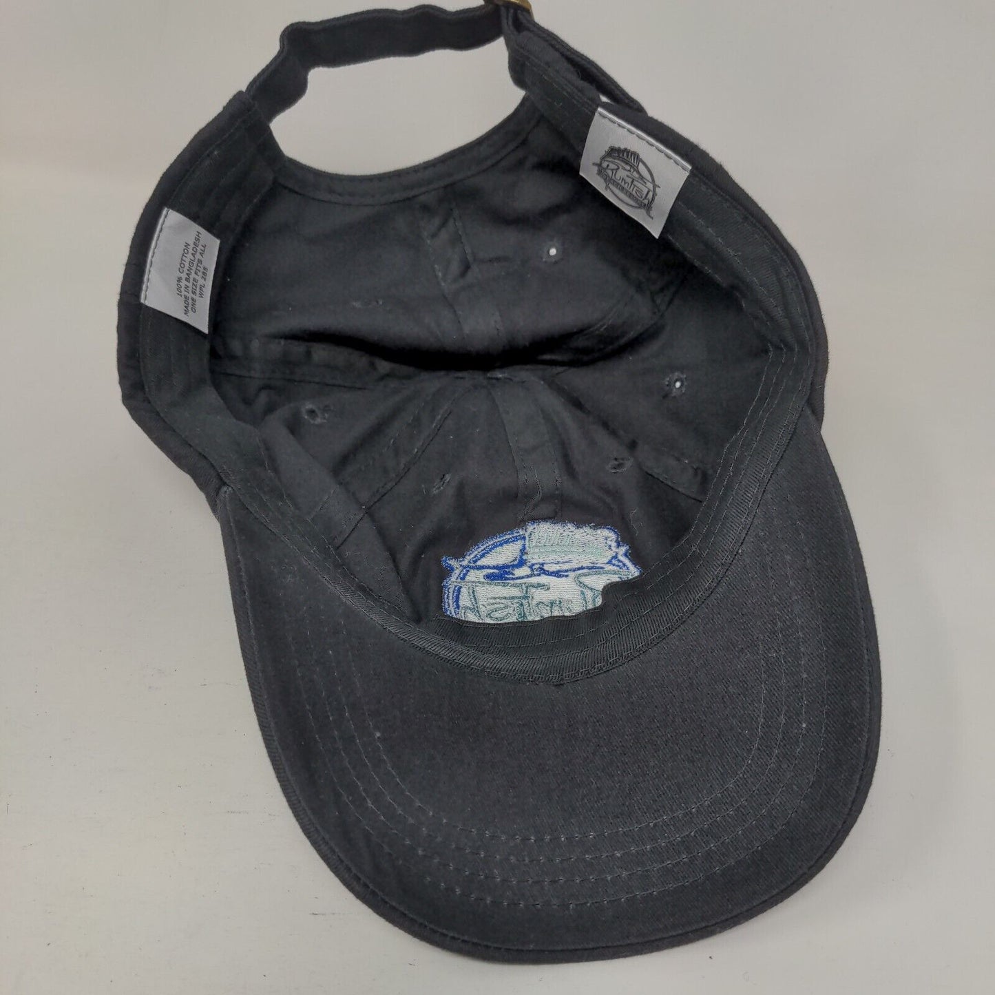 RumFish Beach Resort Slideback Hat Black OSFA Adjustable Embroidered Cotton