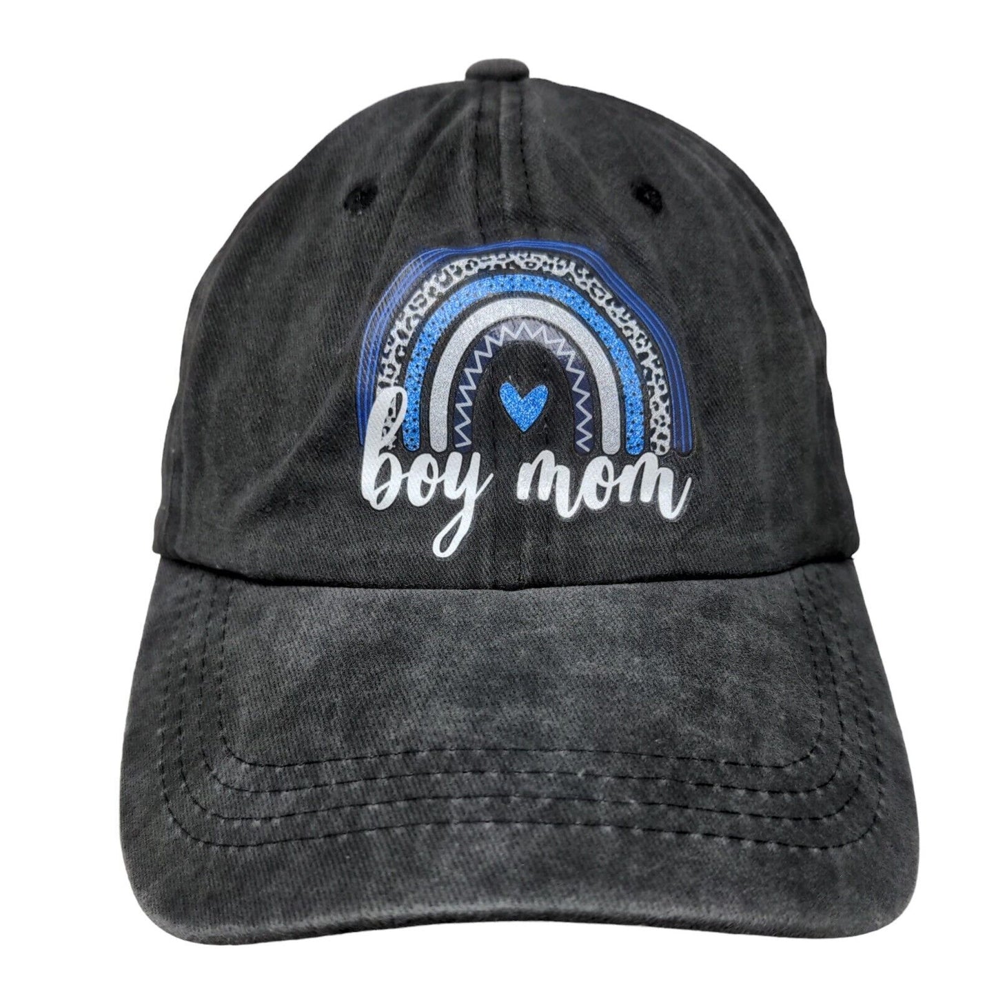 Boy Mom Rainbow Slideback Hat Gray One Size Adjustable 6 Panel