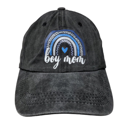 Boy Mom Rainbow Slideback Hat Gray One Size Adjustable 6 Panel