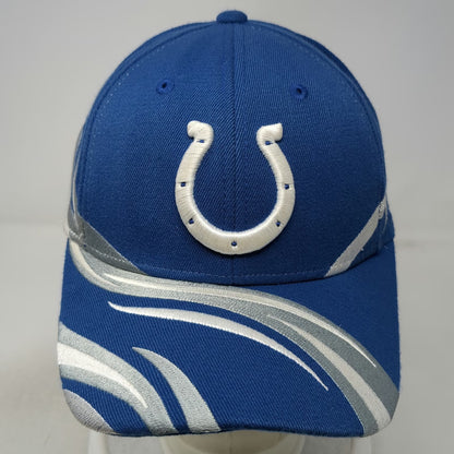 Reebok NFL Indianapolis Colts Blue White Silver Hat One Size Stretch Fit Stripes