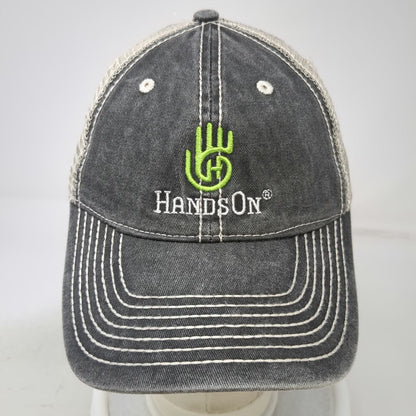 Baseball Cap Gray One Size Mesh Back Strapback Embroidered HandsOn Logo Hat