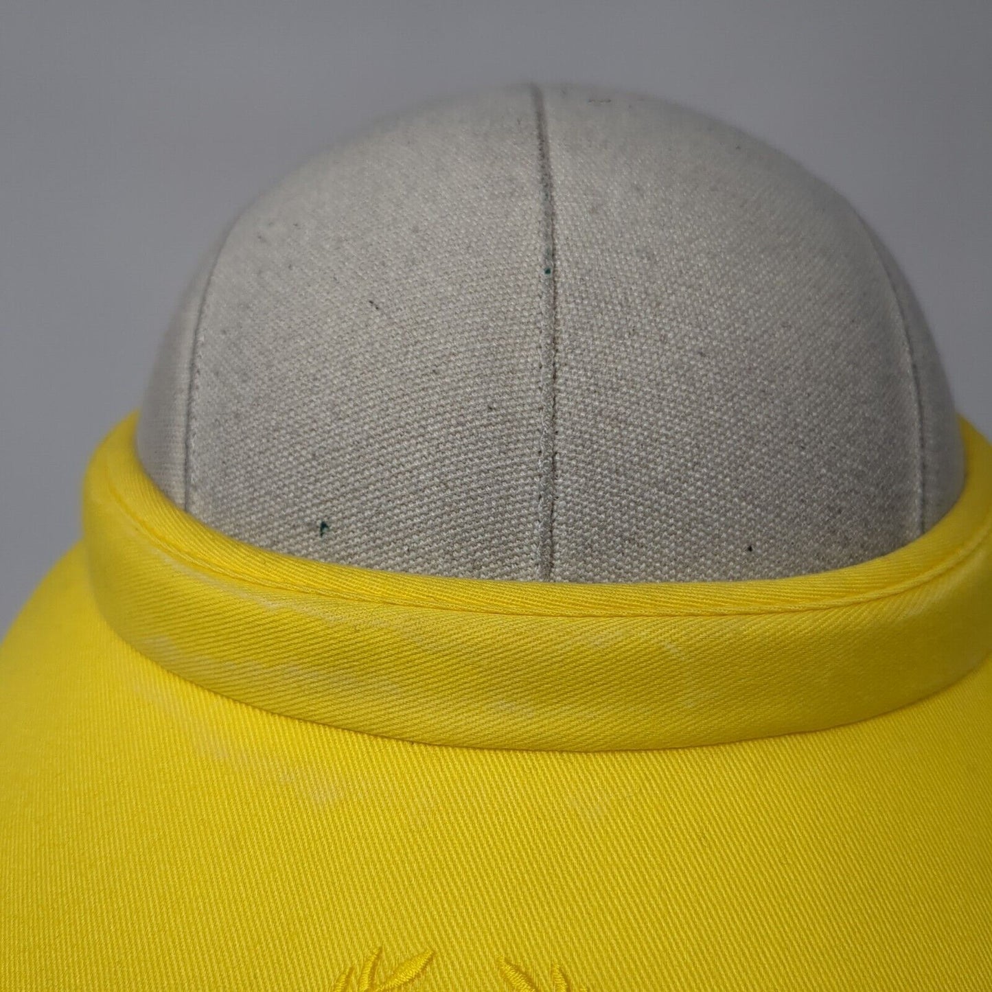Laura Gayle Clip On Sun Visor Hat Yellow One Size Embroidered Wide Brim