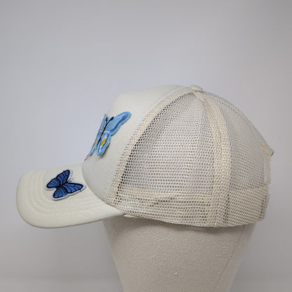 Butterflies Snapback Mesh Back Trucker Hat Beige One Size Adjustable