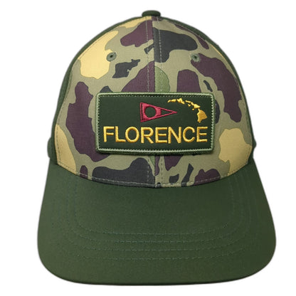 Florence Trucker Hat Green Camo One Size Hawaii Patch Perforated Snapback