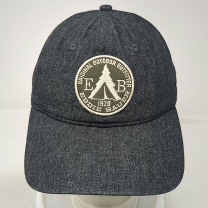 Eddie Bauer Baseball Cap Gray One Size Slideback Denim Patch Outdoor Tree Hat