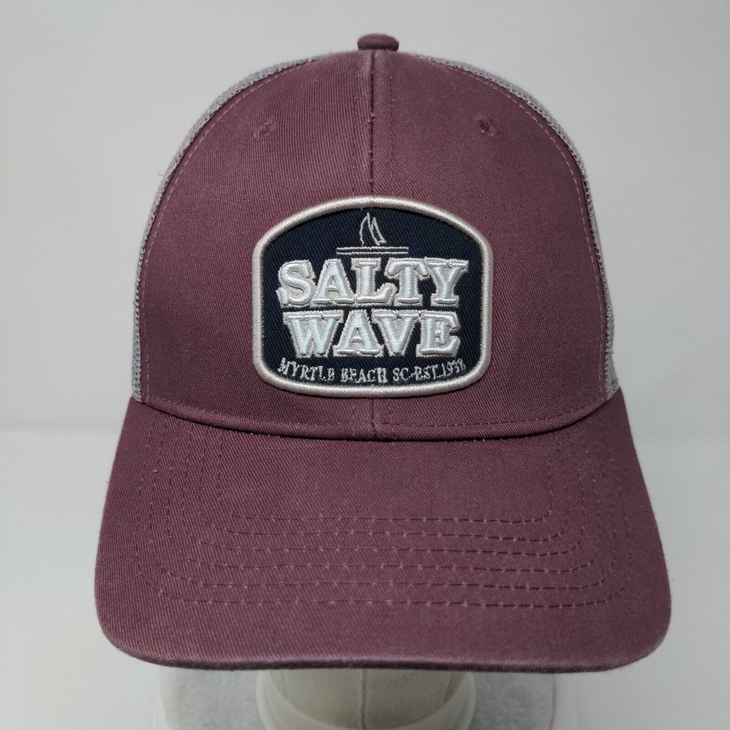 Salty Wave Snapback Trucker Hat Red OSFA Mesh Back Tsunami Surf Shop