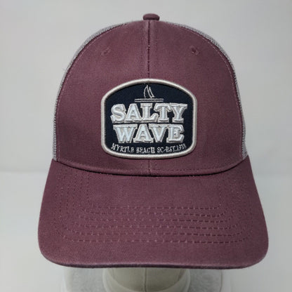 Salty Wave Snapback Trucker Hat Red OSFA Mesh Back Tsunami Surf Shop