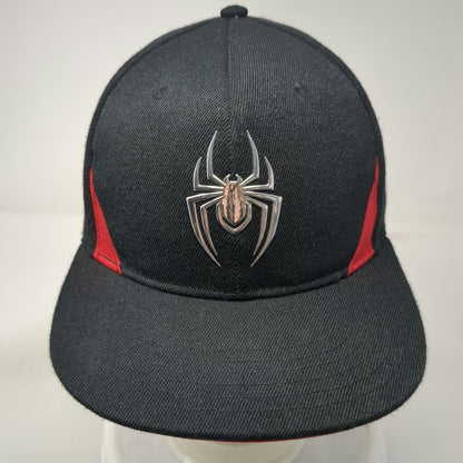 Marvel Snapback Hat Black One Size Metal Spider Logo Red Web Print Super Hero