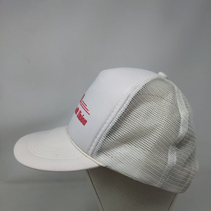 Indiana Federal Credit Union Trucker Hat White OS Mesh Back Suede Puff Rope