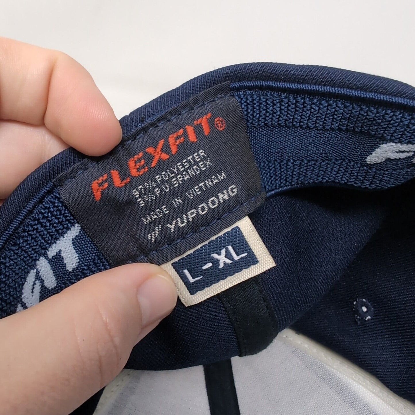 Sky View Hawks Fitted Hat Blue L/XL Flexfit Vented Holes 6 Panel Yupoong