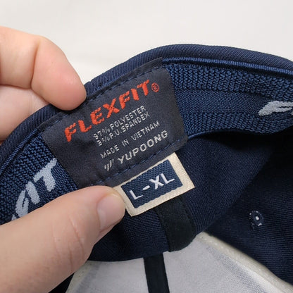 Sky View Hawks Fitted Hat Blue L/XL Flexfit Vented Holes 6 Panel Yupoong