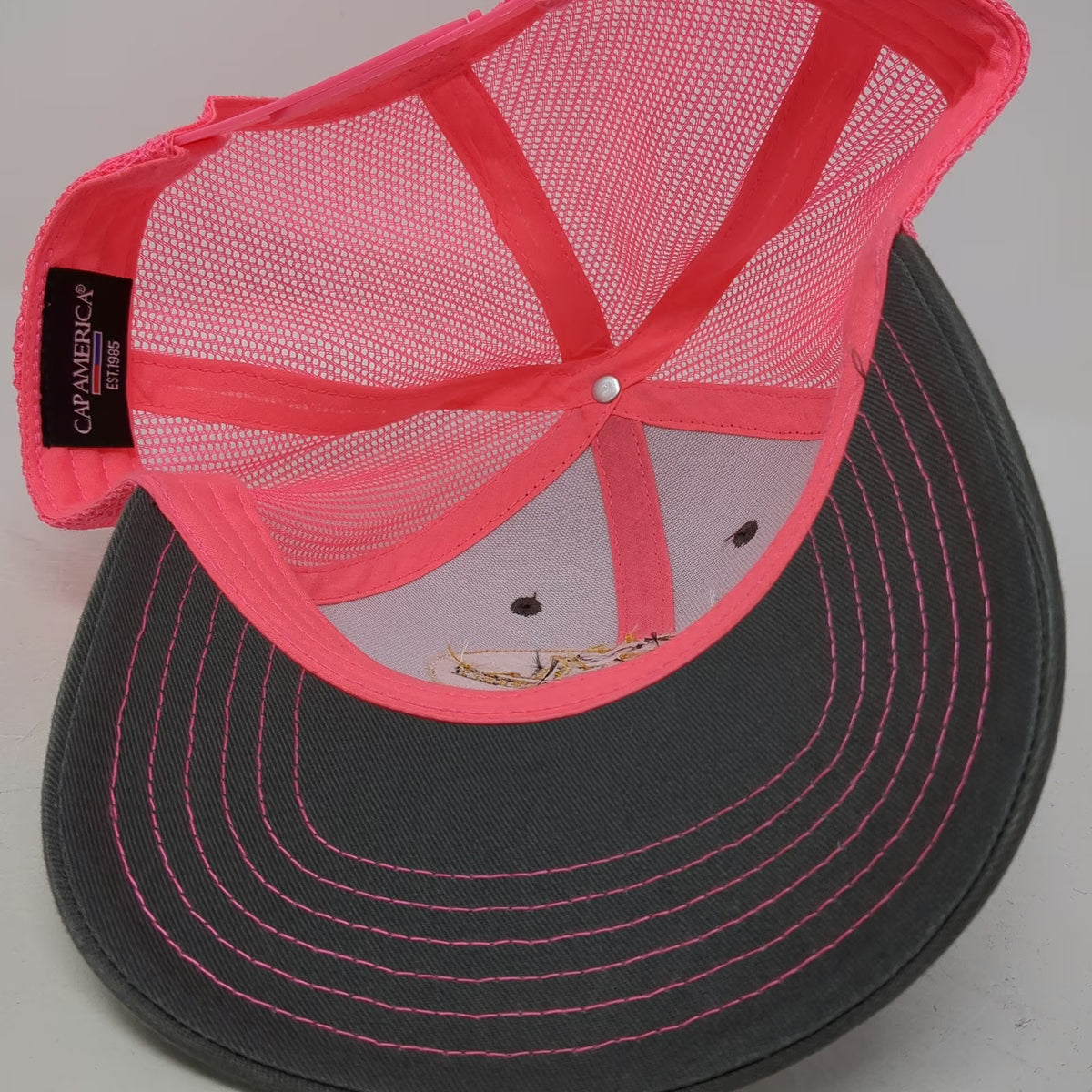 Cap America Trucker Hat Gray Pink One Size Fossil Oregon Mercantile Company Mesh