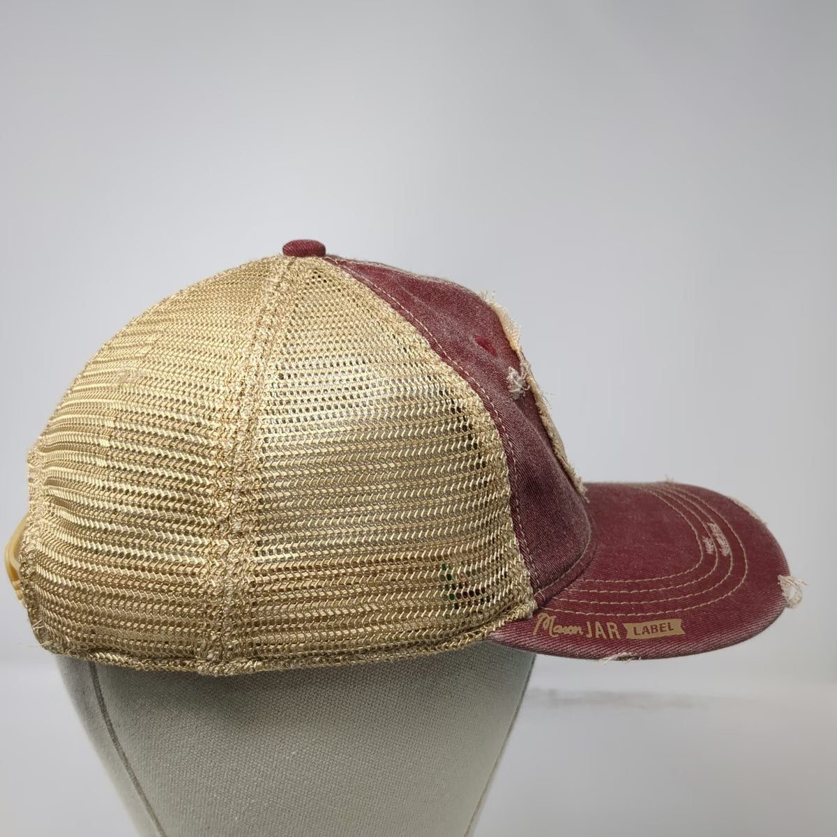 Mason Jar Label Red One Size Trucker Hat Free Spirit Headdress Mesh Back Patch
