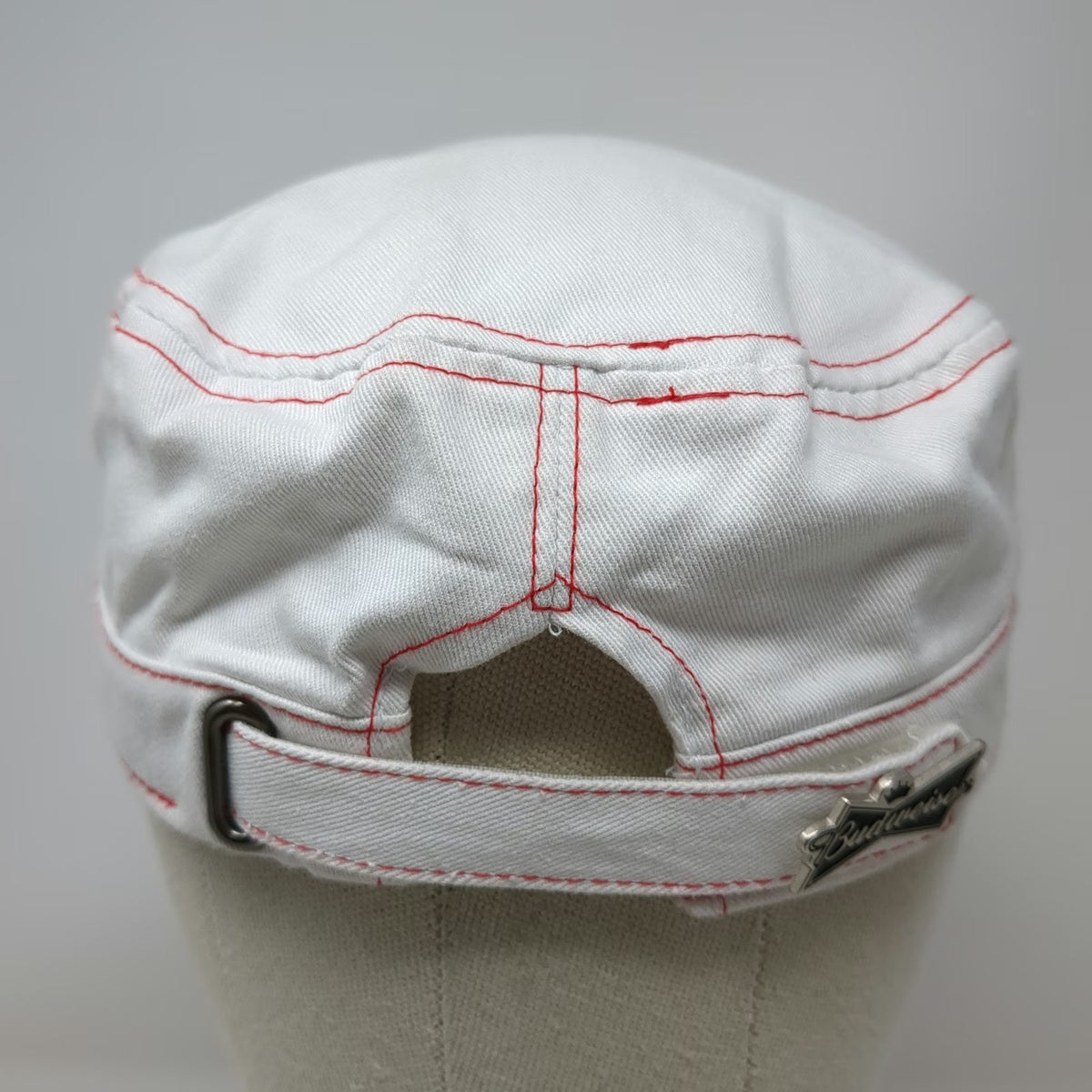 Budweiser Army Cap White One Size Red Contrast Stitch Grab Some Buds Cadet Hat